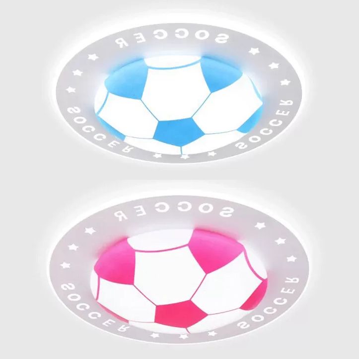 Acrylic Flat Football Flush Ceiling Light Study Room Kitchen Sport Stylish Ceiling Fixture