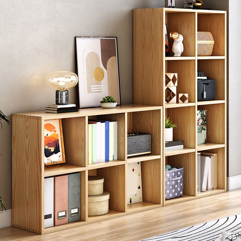 Natural Standard Bookshelf Wooden Contemporary Bookcase with Shelves