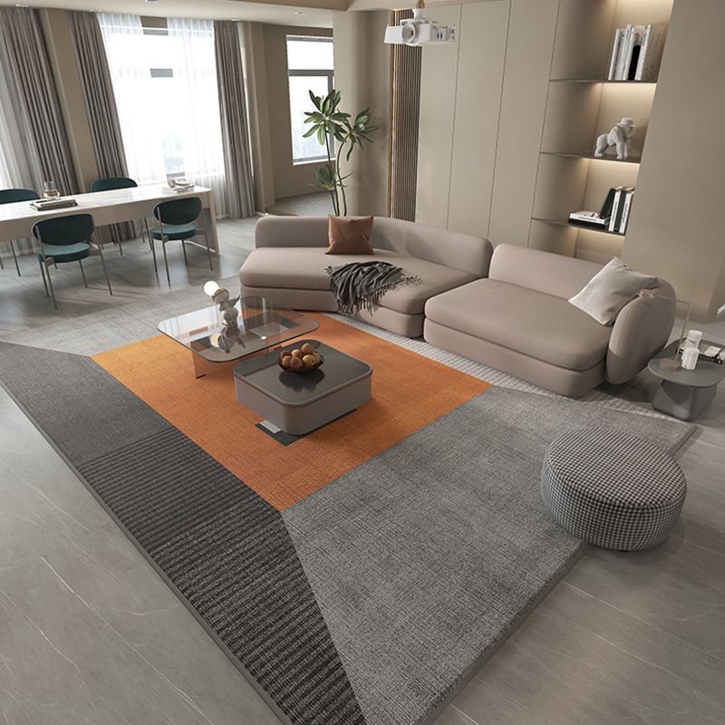 Rectangle Indoor Rug Contemporary Color Block Area Rug Non-Slip Backing Living Room Rug