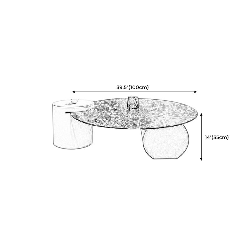 2 Legs 1 Single Coffee Table Modern Glass Cocktail Table in Clear