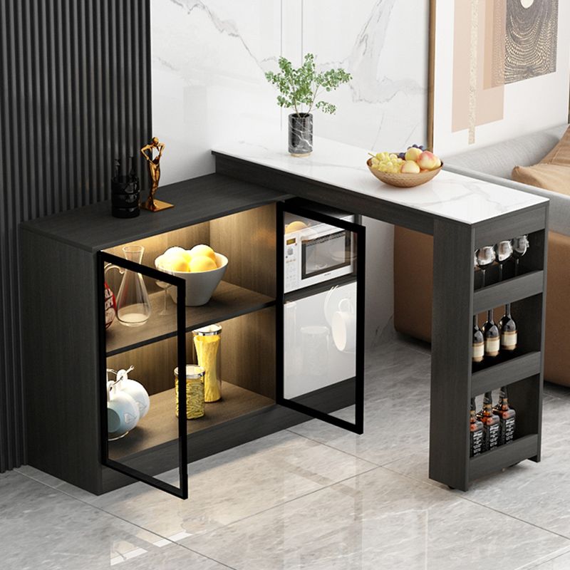 Modern Style Rectangle Bar Table Living Room Bistro Bar Desk with Storage