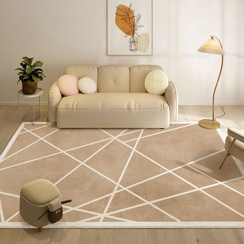 Geometric Pattern Rug Rectangle Shape Stain Resistant Polyester Rug for Home Decor