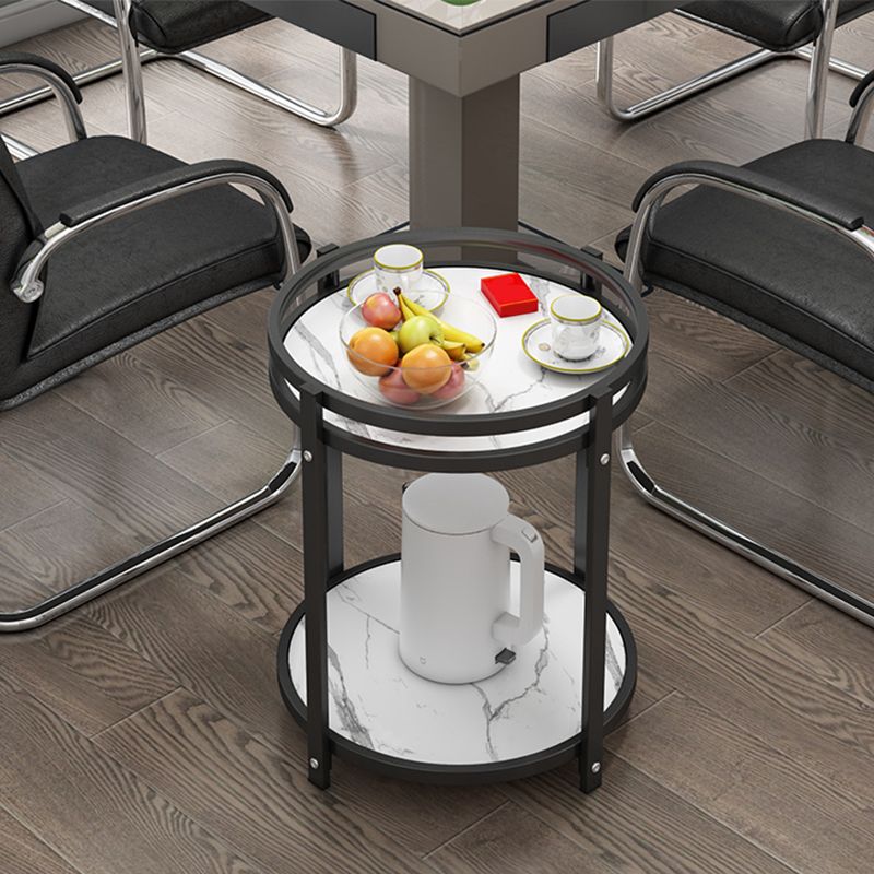 Glam Metal Storage End Table Double Tier Side Table for Living Room