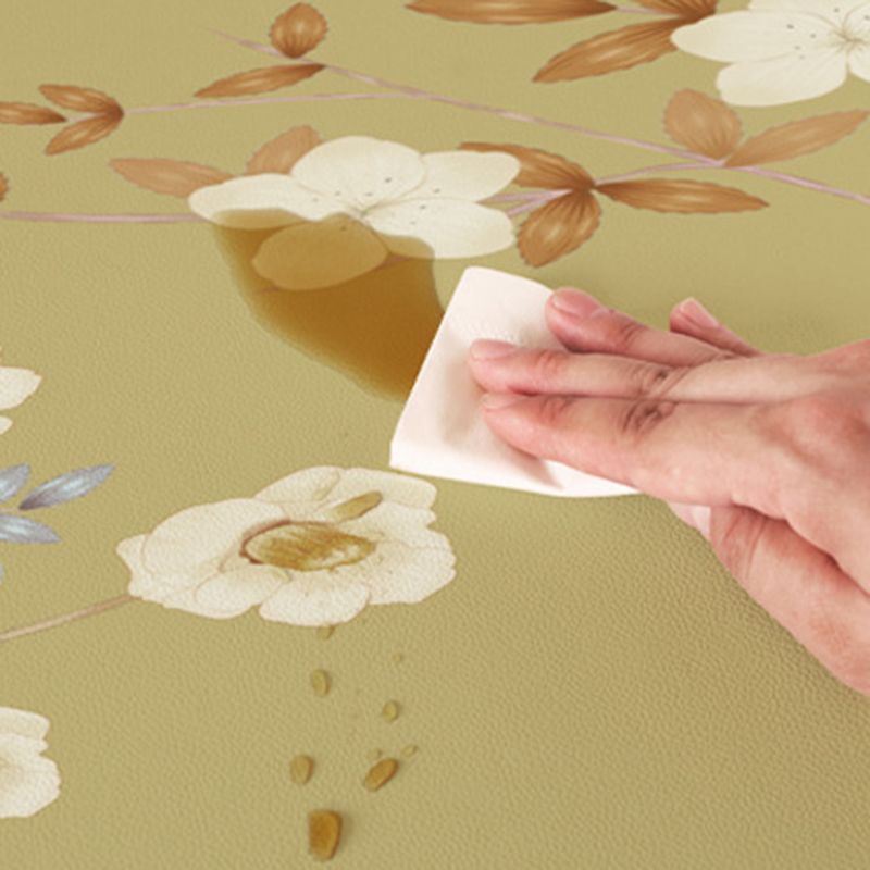 Beige Retro Carpet PU Flowers Carpet Stain Resistant Carpet for Home Decor