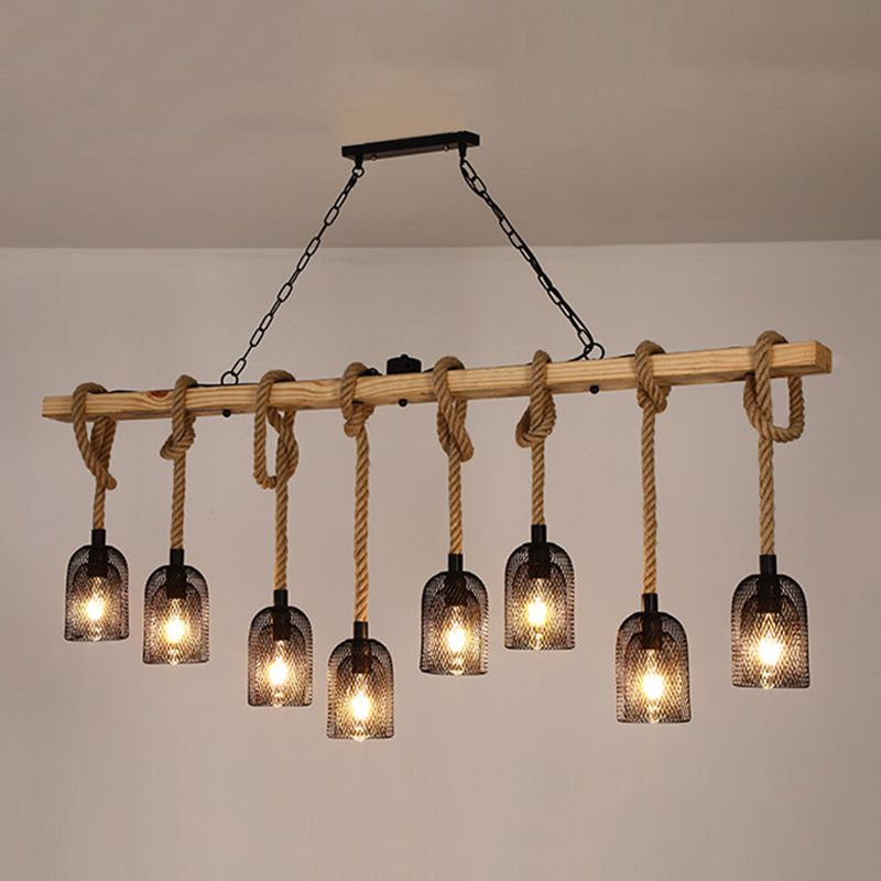 Industrial Island Light Fixtures Rope Multiple-Light Island Pendant Lights