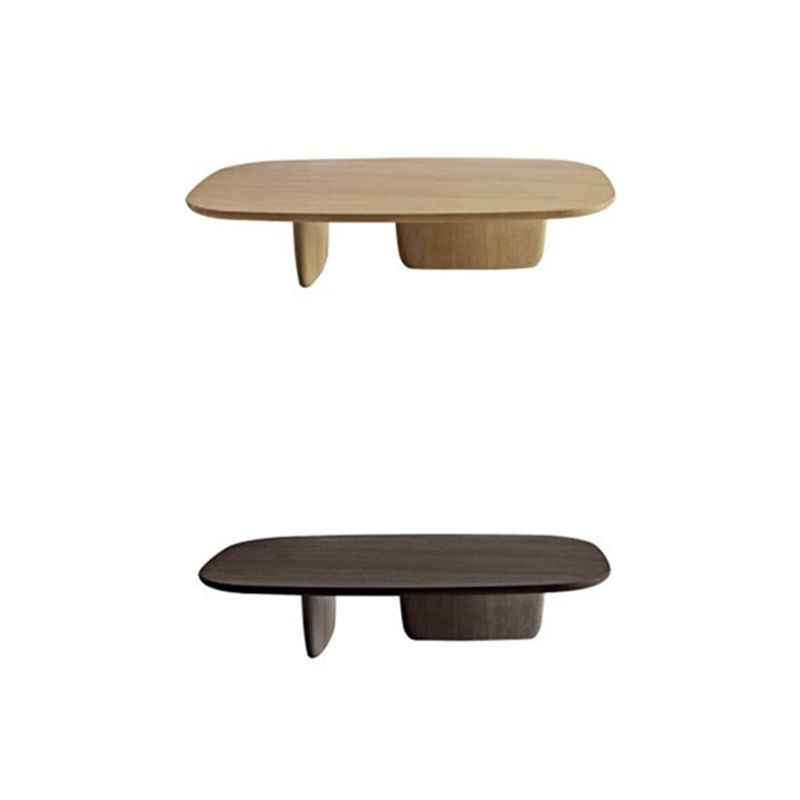 Modern Elliptical Pine Wood Coffee Cocktail Table with 2 Legs