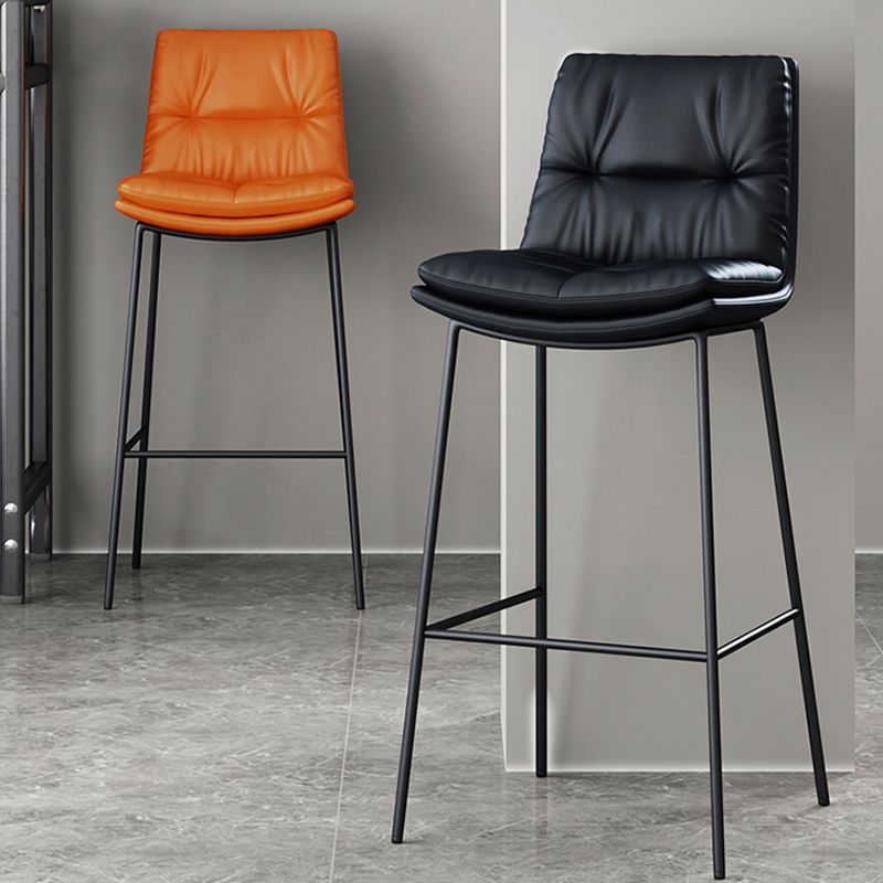 Scandinavian Metal Barstool Faux Leather Counter Stool With Iron 4 Legs