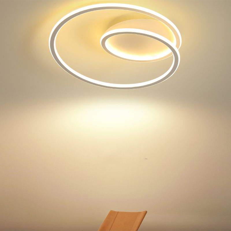 1-Light Ribbon Led Flush Mount Fixture Modern Style Metal Semi Mount Lighting