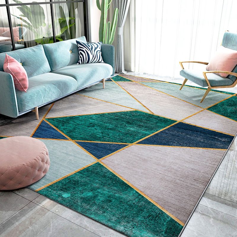 Light Color Modern Rug Polyester Carpet Geometric Lines Indoor Rug Non-Slip Backing for Living Room