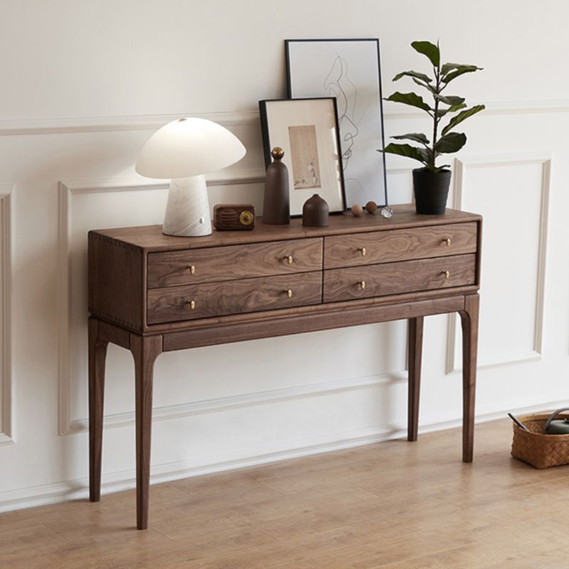 Rectangle Shape Contemporary Console Table with 4-Drawers Stone Console Sofa Table