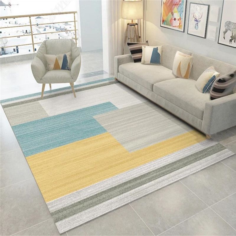Modern Geometric Indoor Rug Minimalist Polyster Carpet Washable Non-Slip Area Carpet for Living Room