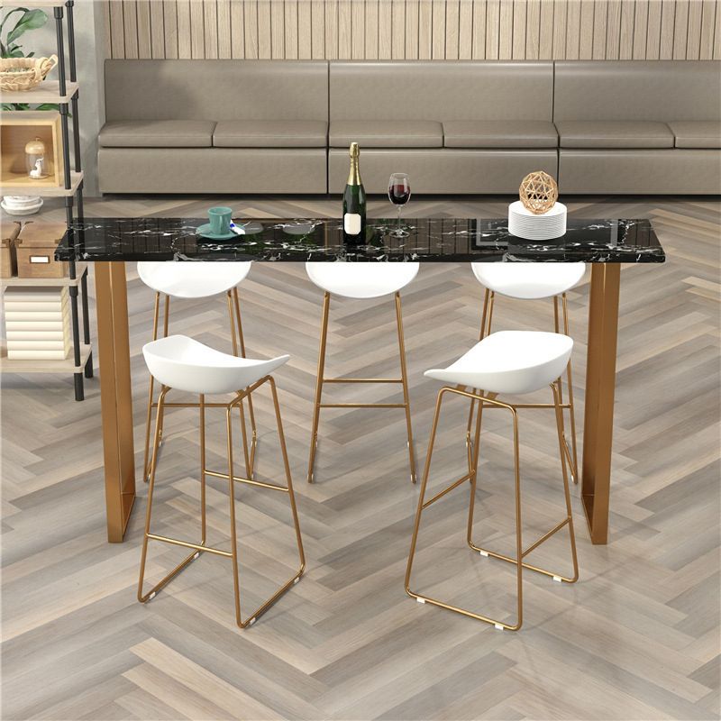 Glam Faux Marble Bar Counter Table Rectangle Bar Counter Table for Kitchen