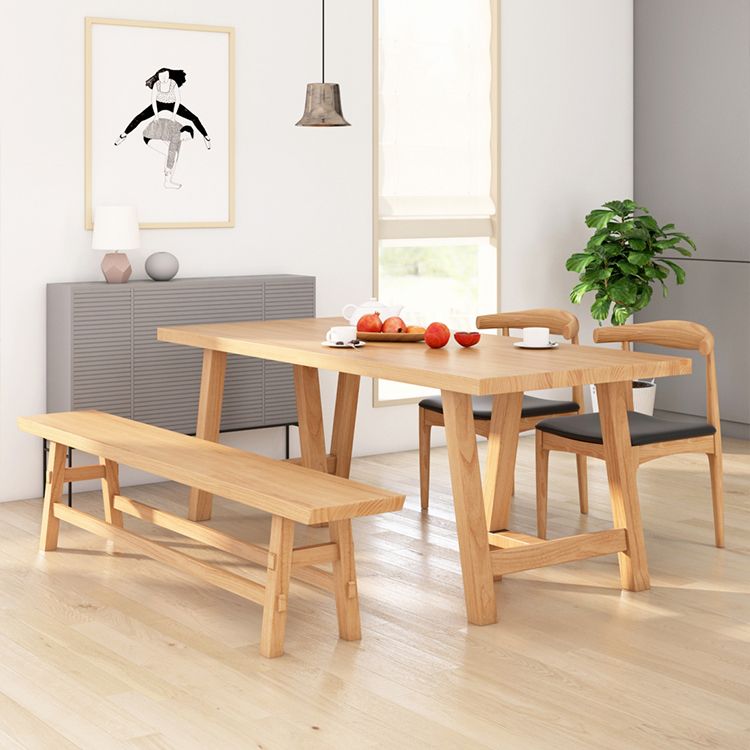 Modern Pine Solid Wood Table Rectangle Dining Table with Double Pedestal