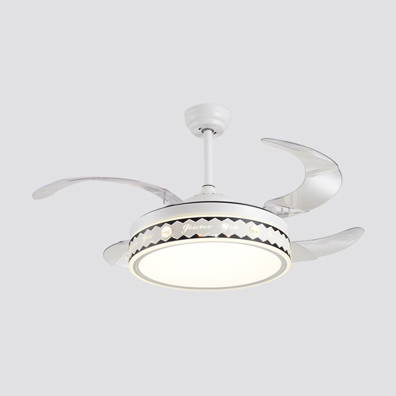 Drum Shade 4-Blade Hanging Lüfterlampe Einfache LED White Semi Flush Mount, 20 "breit