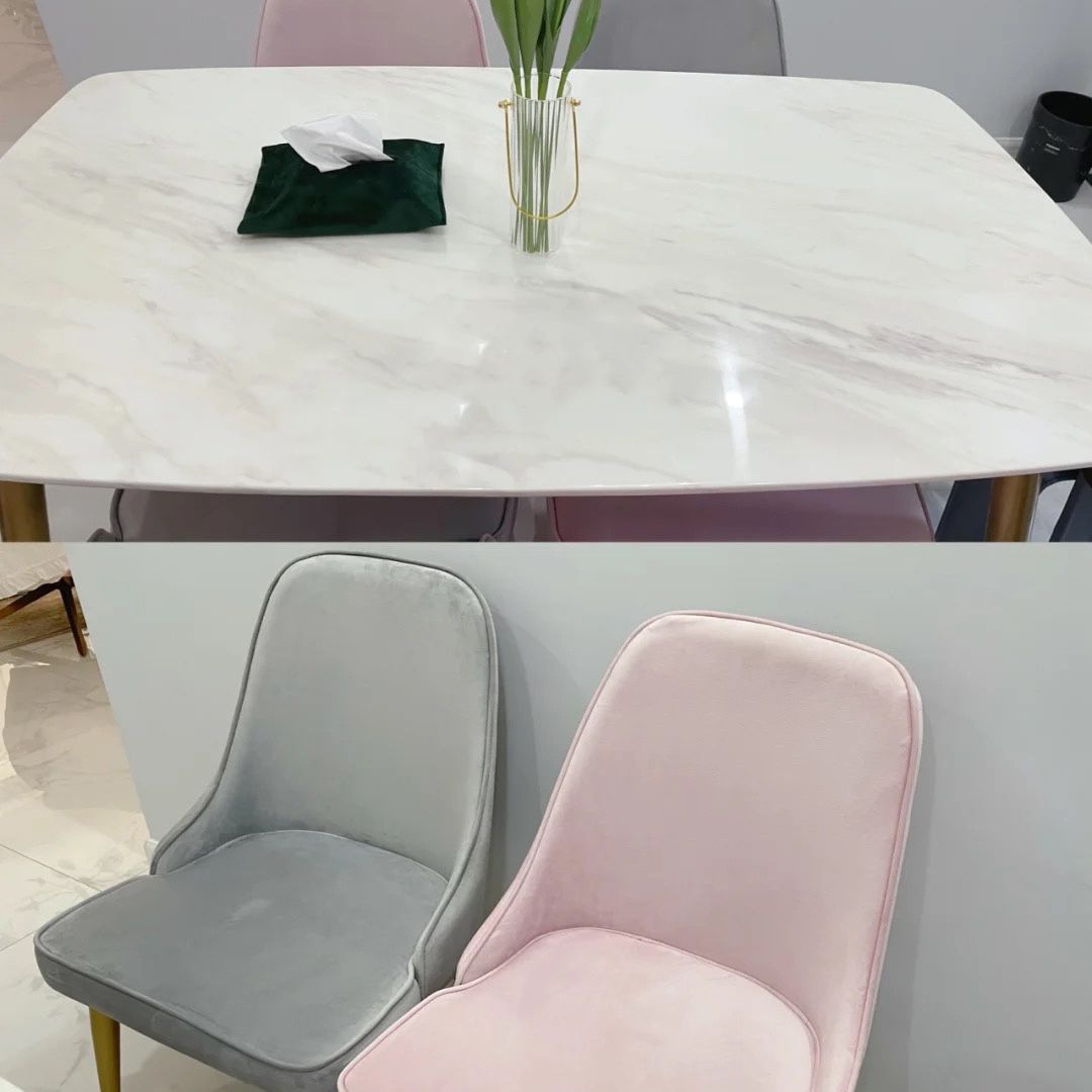 Scandinavian Sintered Stone White Dining Set Rectangle Standard Dining Set for Kitchen