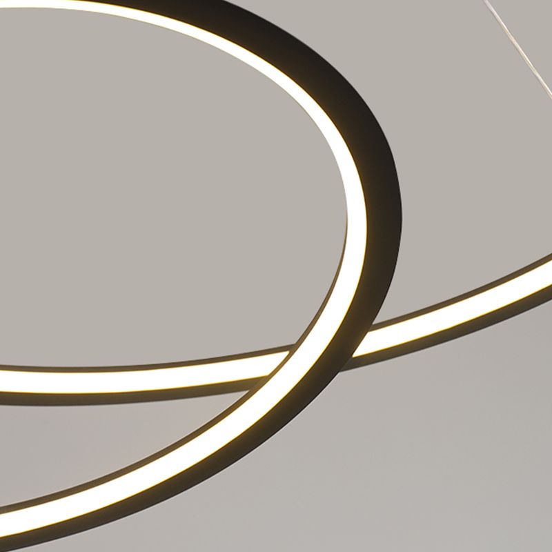 Modern Simplicity LED Chandelier Wrought Iron Linear Pendant Light with Acrylic Shade