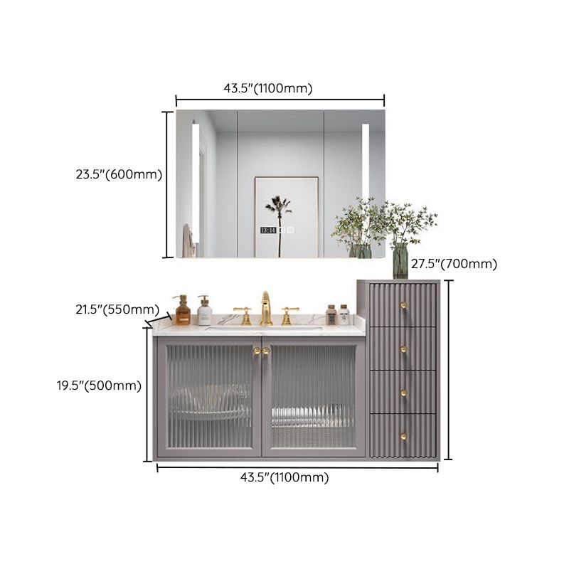 Modern Sink Vanity Wall Mount Solid Color Bathroom Vanity with Drawers