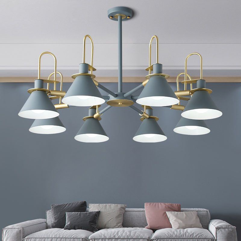 Conical Chandelier Pendant Light Minimalist Style Metal Living Room Suspension Light