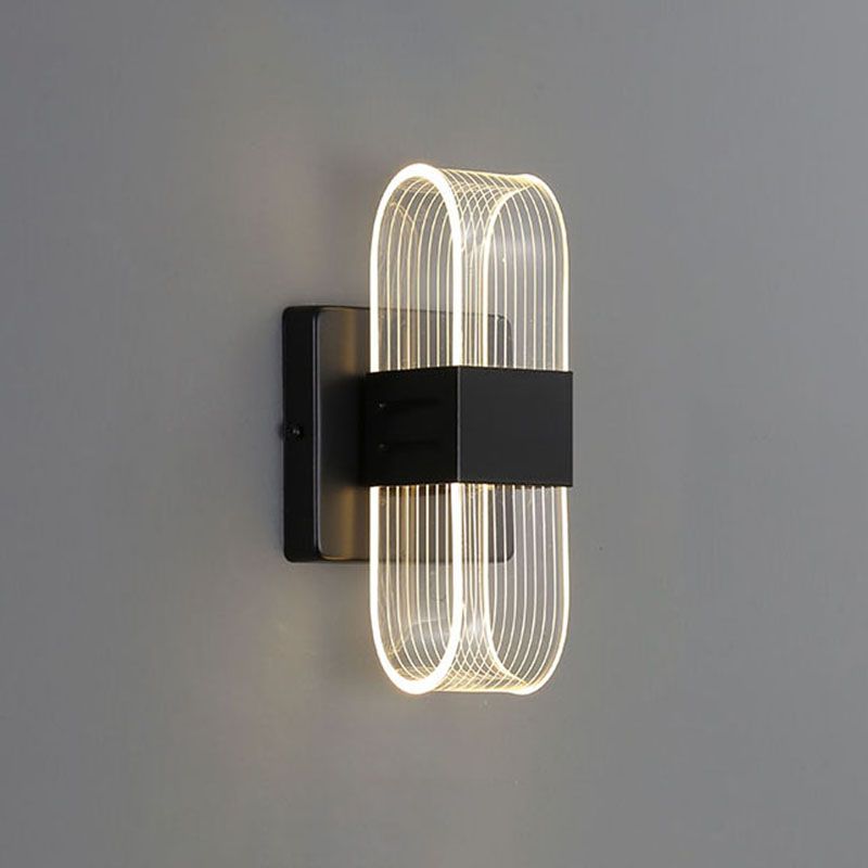 Zeitgenössische LED -Wandleuchter ovales Aluminiumwandmontage Licht für Schlafzimmer