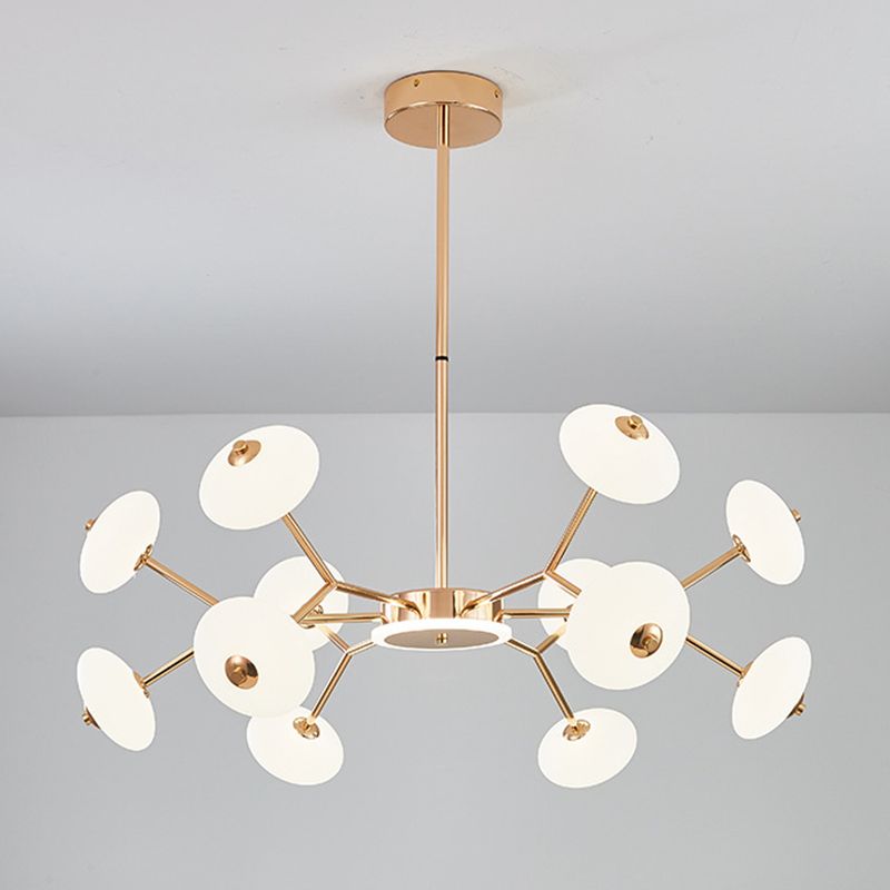 Bean Shaped Chandelier Minimalist Acrylic Bedroom LED Hanging Ceiling Light in Gold