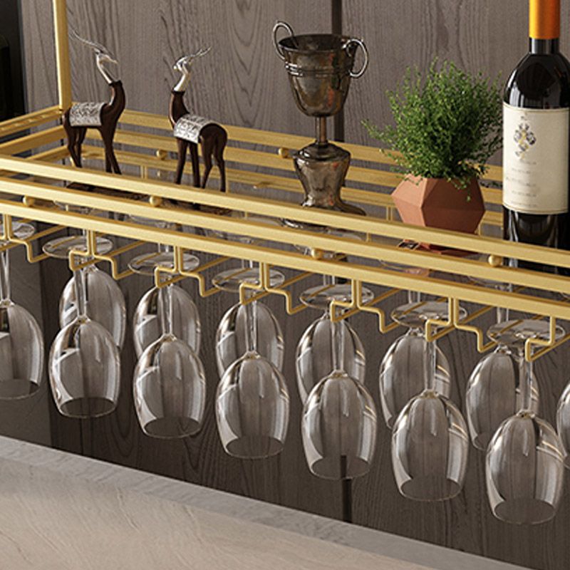 Hanging Wine Rack Metal Wine Bottle & Glass Rack for Dining Room