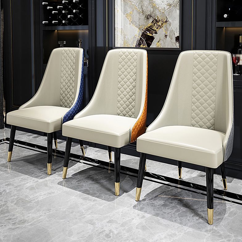 Scandinavian Style Metal Chair Dining Room Solid Back Side Chairs (Set of 2)