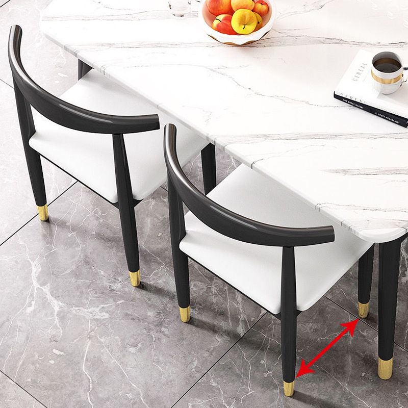 Traditional Faux Marble Top Dining Set with 4 Black Metallic Legs for Dining Furniture