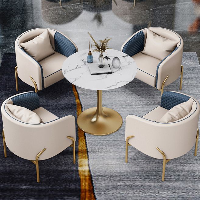 Sintered Stone White Dining Table Luxury Tulip Base Table for Dining Room