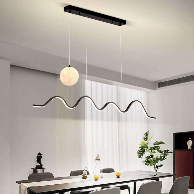 Modern Style Linear Shape Island Lights Metal 2 Light Chandelier for Living Room