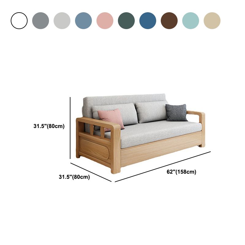 Linen Square Arm Sofa Contemporary Convertible Bed Sofa for Living Room