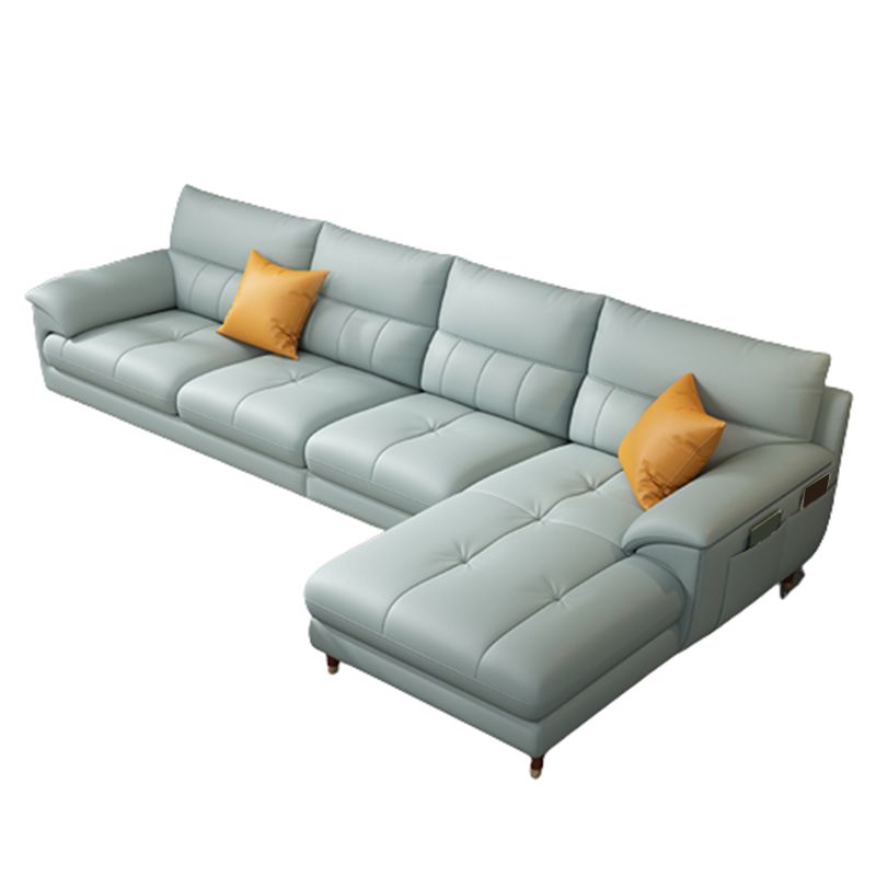 Contemporary Genuine Leather Stain-Resistant Sectional Couch with Storage