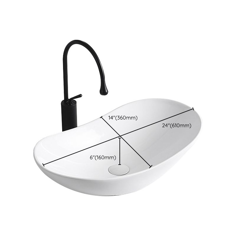 Modern Vessel Lavatory Sink Porcelain Rectangular Vessel Sink(Not Including Faucet)