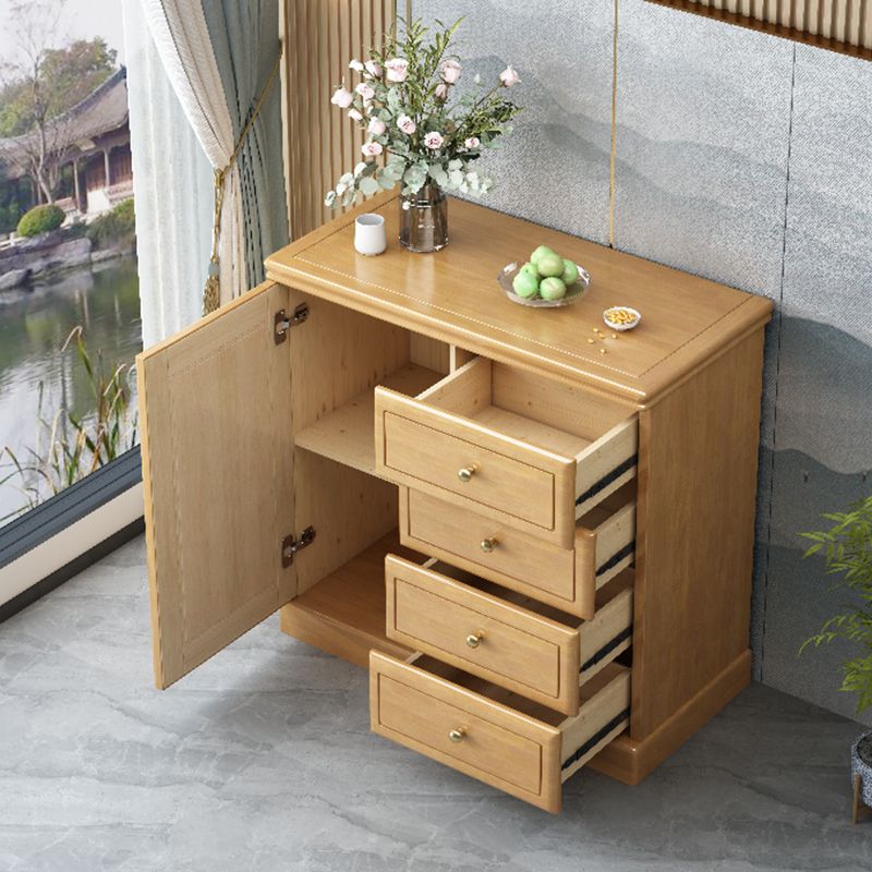 Rubberwood Accent Cabinet with Drawers Contemporary Storage Cabinet