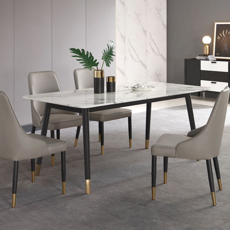 Mesa de comedor de lujo de mármol, mesa rectangular con base de 4 patas para el hogar