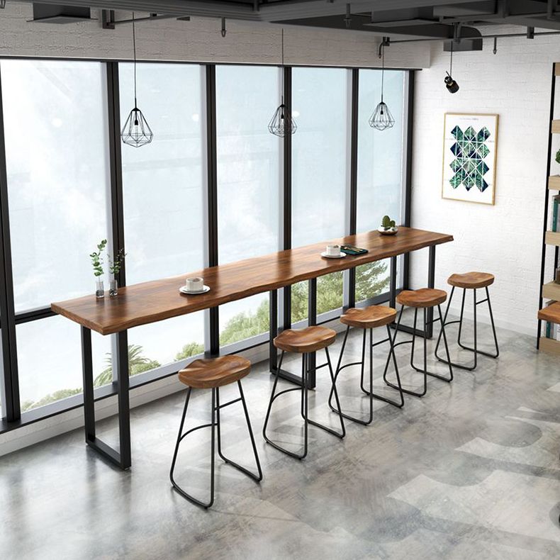 Modern Bar Table Set 1/2/5 Pieces Rectangle Pine Wood Counter Table with High Stools