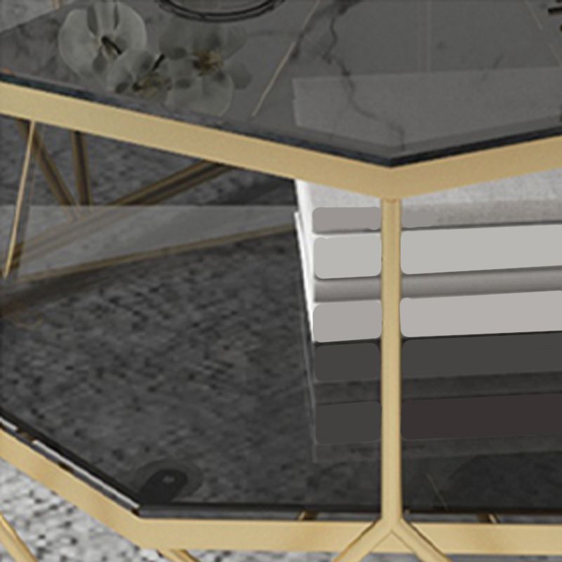 Modern Frame Coffee Table Glass Top Cocktail Table 17.71 Inch High