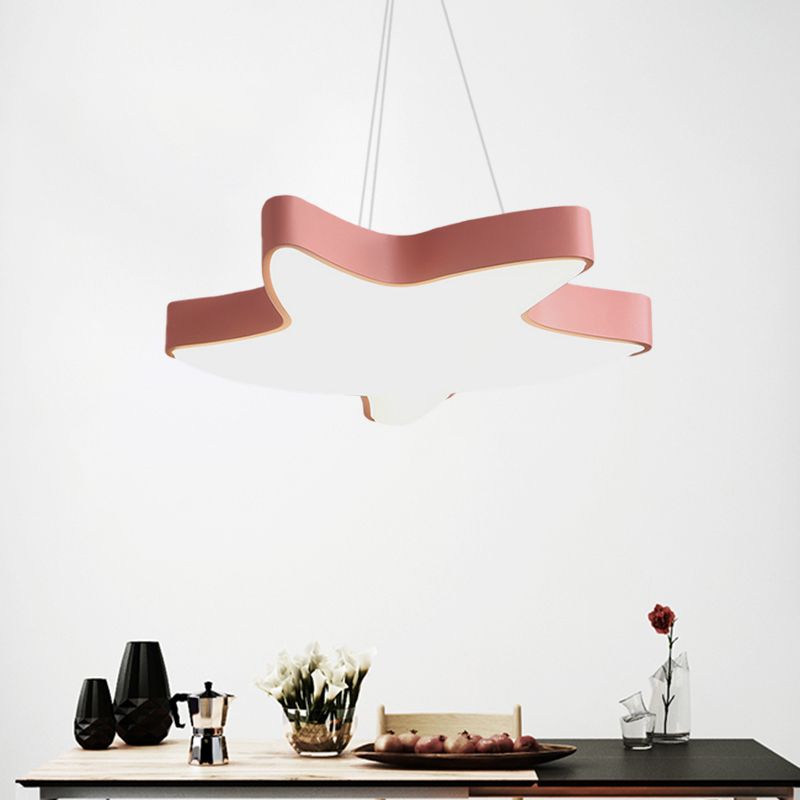 Asteroidea LED Hanging Lamp Macaron Acrylic Pink/Yellow/Blue Kids Bedroom Pendant Ceiling Light