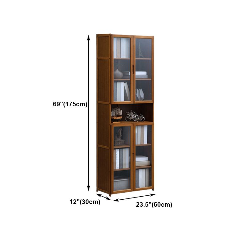 Contemporary Style Wood Bookcase Closed Back Bookshelf with Door for Home