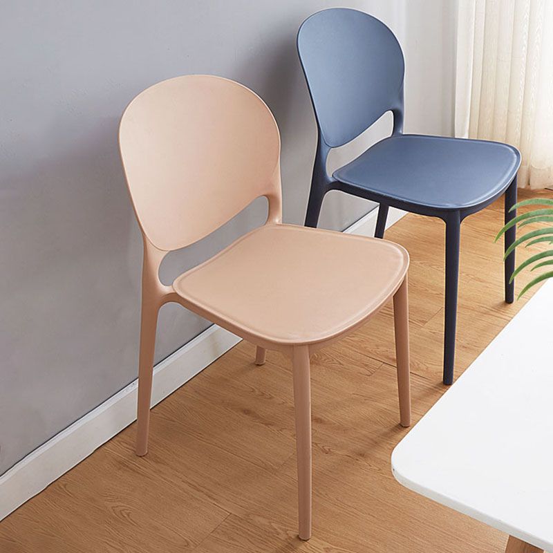 Silla apilable de estilo moderno, silla con respaldo abierto sin brazos y patas de plástico para cocina