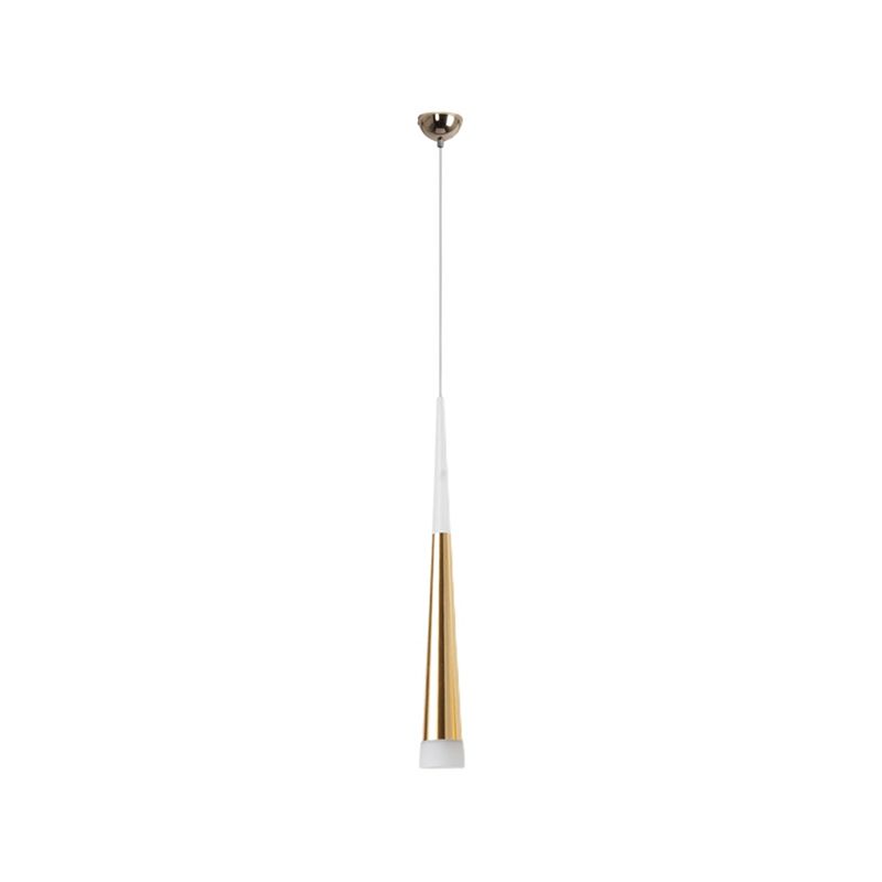 Simplicité LED Pendant Gold Small Drop Drop Lampe avec une teinte acrylique conique pour la salle à manger