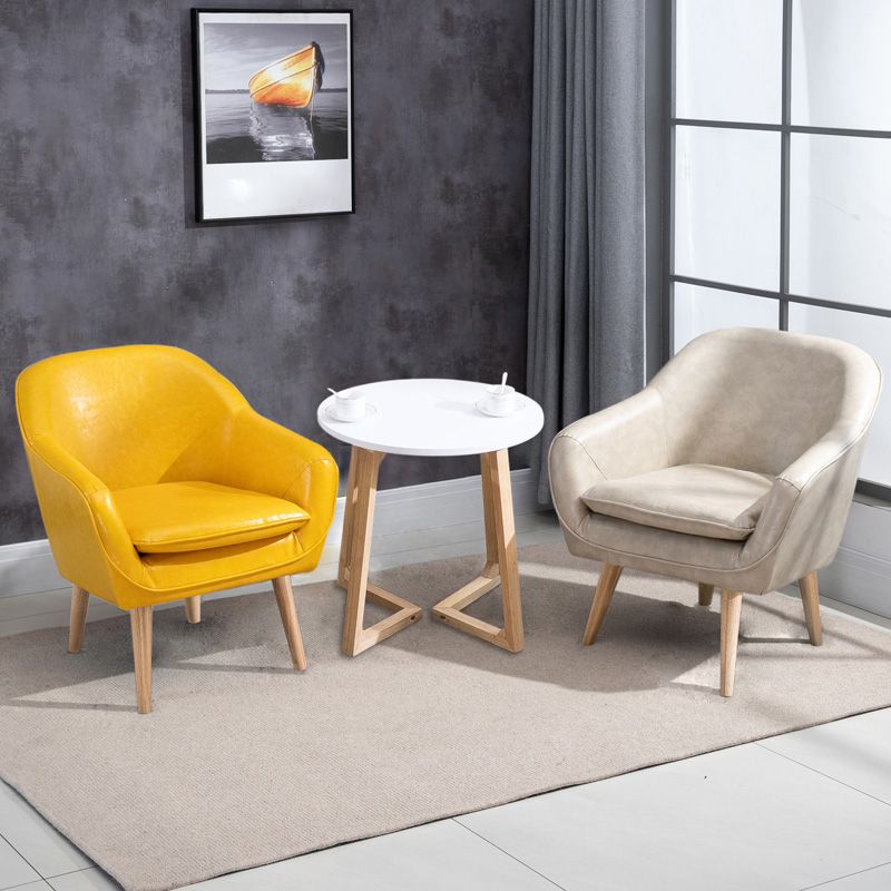 Contemporary Style Upholstered Arm Chair Solid Back Dining Side Chairs for Home Use
