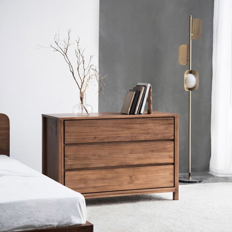 Contemporary Brown Solid Wood Kitchen Island Table with 3 Drawers