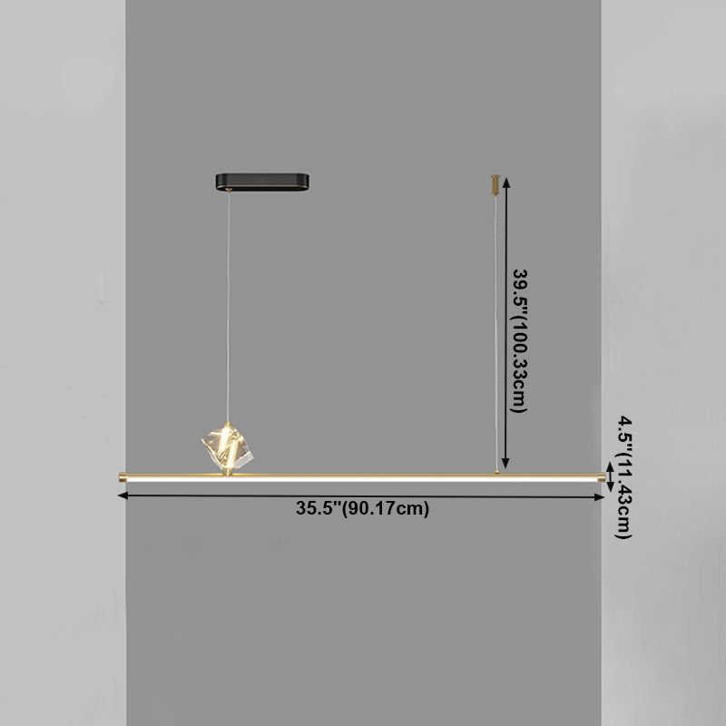1 Leichte lineare Insel -Leuchten für zeitgenössische Kristallinselkronleuchter in Gold