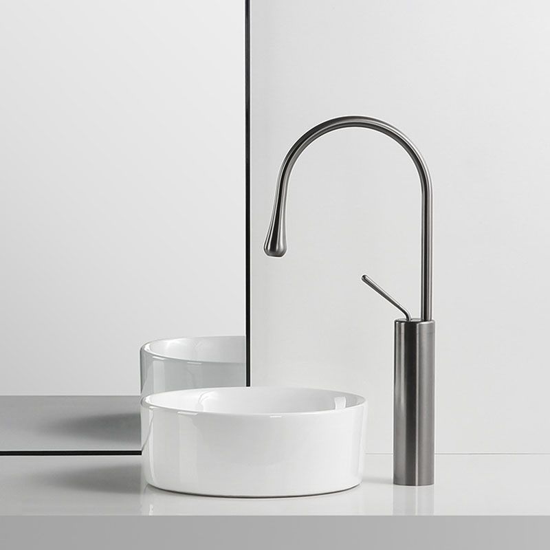 Modern Round Bathroom Sink Pop-Up Drain Vessel Bathroom Sink in white