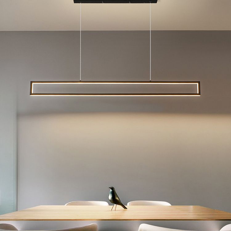 39.4 "de large style minimaliste LED île clairs Black Metal Long Strip Suspension Lampe pour le bar de cuisine