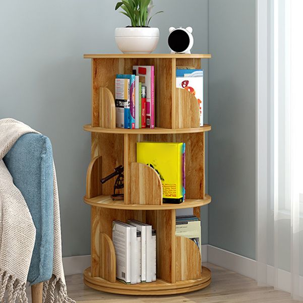 Modern Wooden Rotatable Bookcase Study Room Geometric Bookshelf