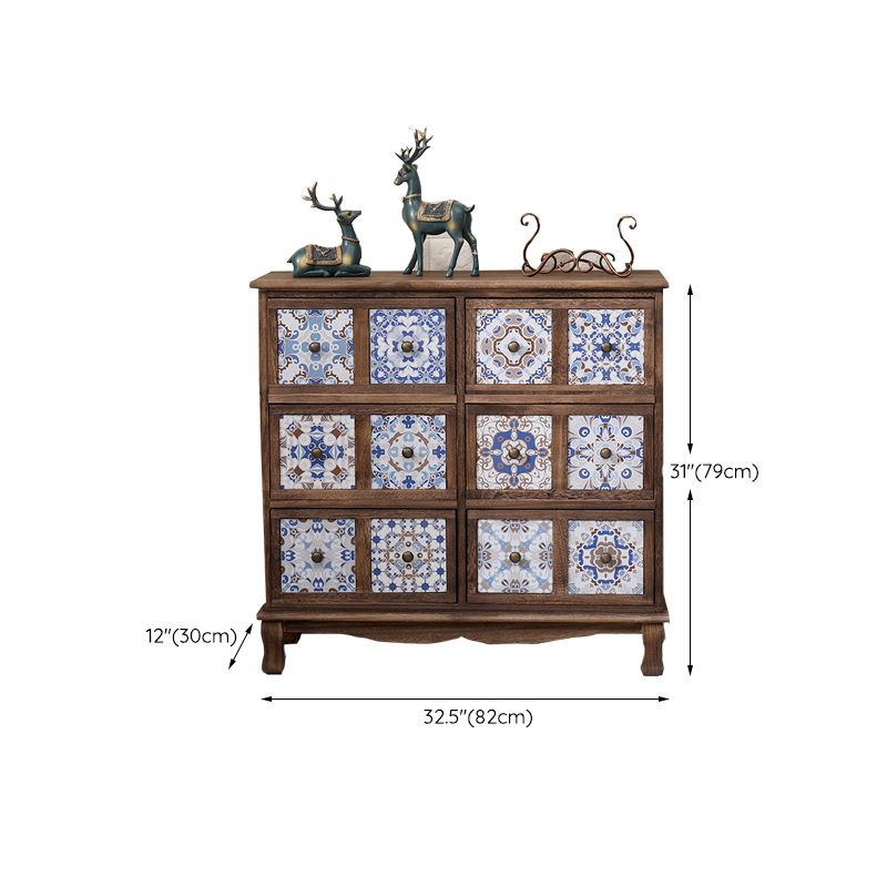 Nautical Bedroom Storage Chest Solid Wood Chest in Brown with Drawers