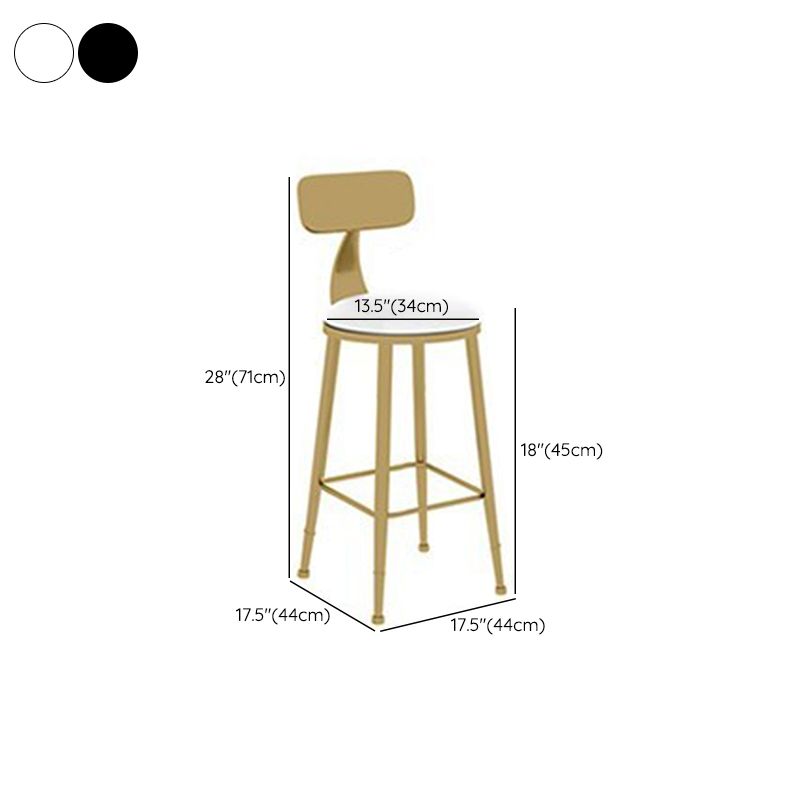 Contemporary Dining Stools Glam Metal Bar Stools with Footrest