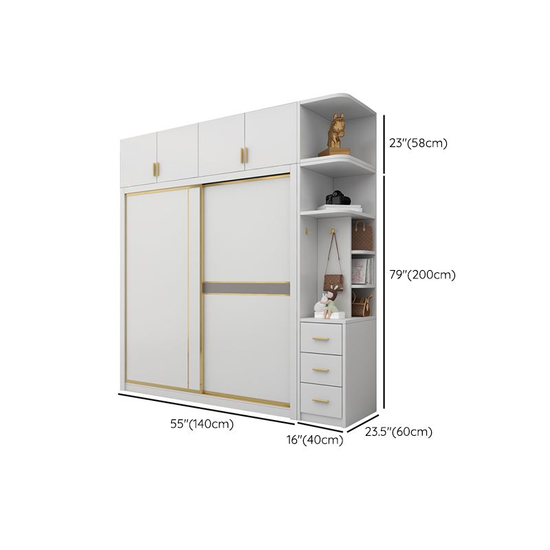 Modern White Wardrobe for Home Manufactured Wood Cabinet with Sliding Doors