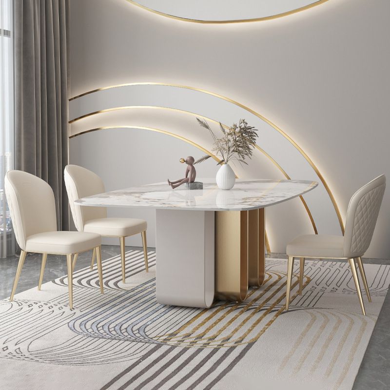 Luxurious 1/4/5/6/9 Pieces Rectangle Dining Set Sintered Stone Top Dinette Table Set